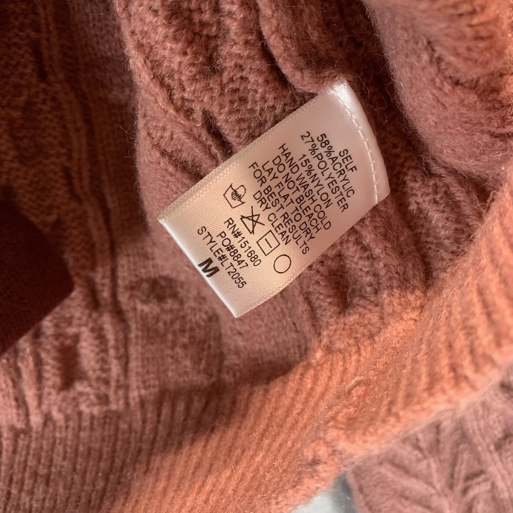 Storia‎ Women's Cardigan Sweater M Cable Knit Bow Tie Front Cropped Pink Puff - Picture 4 of 7